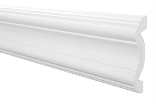 Moldura de pared E-30 | ligera y robusta | espuma de poliestireno extruido | perfil de estuco | decoración de paredes | blanco moderno | decorativo | XPS | 20 x 80 mm | 2 metros