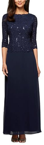 Alex Evenings Women's Mieder mit 3/4-ärmeln, Stretch, Spitze Special Occasion Dress, Navy, 18