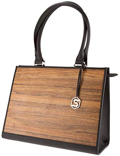 SEBASTIAN STURM Handtasche RUBY | Gefertigt aus Echtholz Typ Amazaque und Rindleder | Henkeltasche Schwarz | By