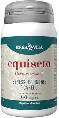 ERBA VITA Integratore Alimentare di Equiseto - 60 Capsule - Fonte naturale di silice che fvorisce il benessere dei capelli e delle unghie
