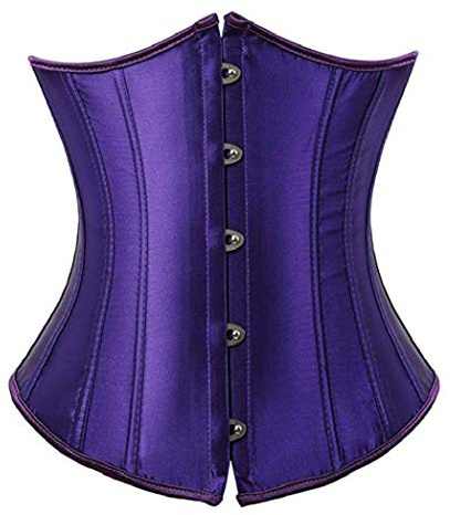 Kelvry Women's Satin Waist Cincher Lace up Boned Bustier Underbust Corset