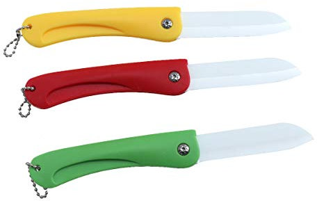 BSETONZON 3pcs coltello in ceramica pieghevole tagliente frutta taglierina portatile durevole strumento di taglio gadget per la casa per la cucina di casa (colore casuale)