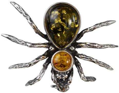 HolidayGiftShops Sterling Silber und Baltischen Bernstein Brosche Spinne