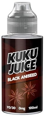 KUKU JUICE E liquid Black Aniseed Vape liquid (Crafted with a 70VG/30PG vape juice Blend) 100ml shortfill