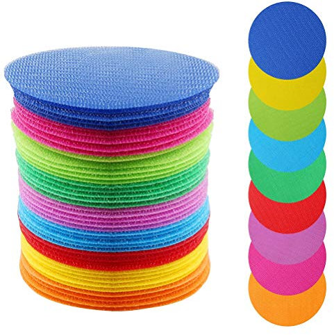 nuoshen 45pcs Colorful Spot Markers, Non Slip Nylon Carpet Spots Circle Floor Sitting Mark Dots for Gym Classroom Floor Kids Teacher Gift(9 colors,4 inch)