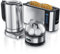 Arendo 722303562722 Edelstahl Wasserkocher + Basisstation mit Temperatureinstellung 1000W Toaster Eierkocher für 1-7 Eier