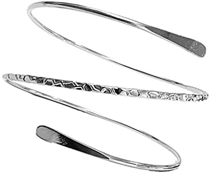 F Fityle Armbänder für Oberarm, Minimalistisches Armmanschetten Armband, Bracelet Women Oberarmreif, Verstellbar Armband, Boho Punk Band Spiralarm Oberarmreif Schmuck für Frauen Damen, Silber