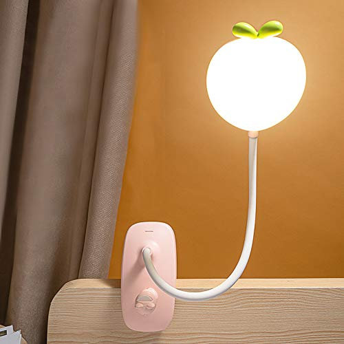 HKLY Klemmlampe Bett Kinder, LED Leselampe Buch Klemme USB Aufladbare Klemmleuchte Akku mit Touch Dimmbar 3 Farben & 5 Helligkeiten, 360° Flexibel Schwanenhals Buchlampe,Rosa