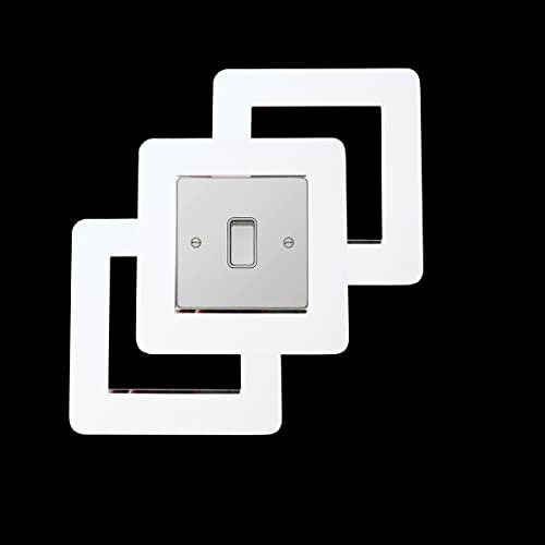 3 Count Acrylic Single Luxury Simple Modern Light Switch Surround Socket Switch Sticker Cover Solid Color - White