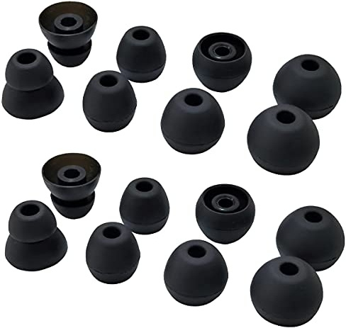 Silicone Earbuds Tips for Beats Flex, Beats X Replacement Eartips | 6 Pairs L/M/S Standard Tips+2 Pairs Double Flange Rubber urBeats3 Beats Flex Ear Tips, Black