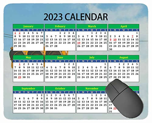 Gaming Mauspad 2023 Jahr Kalender mit Urlaub, Schmetterling Sommer Insekt Feld Pflanze Licht Sonne Anti-Rutsch Gummi Mousepad mit dauerhaften genähten Kanten