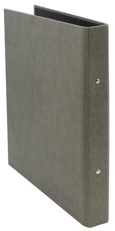 Bigso Box of Sweden RINGO Ringbuch mit 2 Ringen – schmaler Ordner aus Faserplatte und Papier mit Leinenoptik – Ringhefter für Dokumente, Klarsichthüllen oder Trennblätter – grau