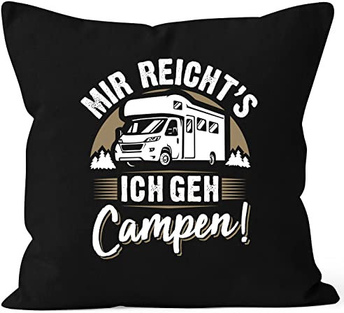 MoonWorks® Kissen-Bezug Camping Home is Where The Stellplatz is Geschenke für Camper Wohnmobil Spruch lustig schwarz Standard