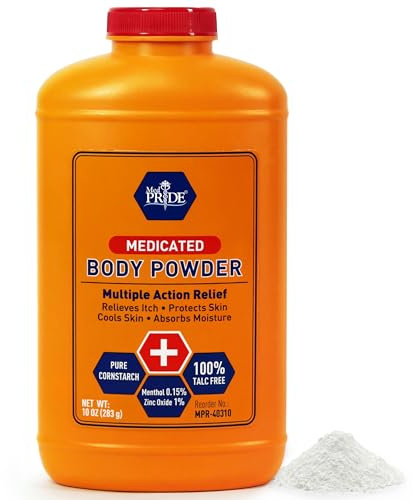 MED PRIDE Medicated Talc-Free Body Powder, Anti-Itch, Zinc Oxide, 10 oz