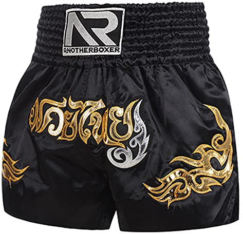 Muay Thai Shorts Boxing Fight Kickboxing Grappling Training Workout Gym Shorts for Men Women Kids (as1, Alpha, l, Regular, Regular, Black 01)
