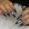 Halloween Faux Ongles Long, 24 PCS Halloween Faux Ongles pour Femmes, Faux Ongles à Coller Nail Art, French Press on Nails pour Femmes et Filles pour Soirée de Danse d'Halloween (B)