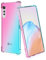 BORYA Silikon Hülle für LG Velvet 5G/4G, Transparent Weiches Seidig Ultra Dünn TPU Stoßfest Kratzfest Handyhülle, Elegant Bunt Gradient Schutzhülle, Rosa/Grün
