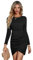 RPAEOY Kleider Damen Rundhalsausschnitt Langarmkleid Sexy Bodycon Überkreuzter Saum Cocktail Enger Partykleid Midikleid Elegant Hohe Taille Festlich Party (Schwarz,M)