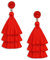 Boucles d'Oreilles à Pampilles Superposées pour Femmes - Pendantes Bohèmes à Tige - Accessoires de Bijoux de Soirée (Rouge)