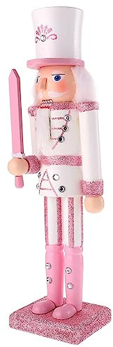 ifundom Weihnachts-Nussknacker Rosa Traditioneller Glitzernder Nussknacker Aus Holz Soldatenfigur Nussknacker-Ornamente Pastellfarbene Nussknacker-Figuren Für Feiertage