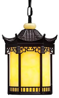 LUOYAOB Modern Pendelleuchte Wasserfester Aluminium-Kronleuchter for draußen Faux Marmor Lampenschirm Pendelleuchte Sechseckige Pavillon Form Hängelampe for Garten Hof Gazebo Porch(23 * 32cm)