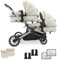My Babiie MB33 Tandem Pushchair – Birth to 15kg Double Stroller, Twin Seat Units Convert to Carrycot, 11 Configurations, Duo Includes Car Seat Adapters, Rain Covers – Ivory