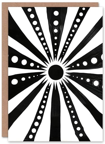 Artery8 Abstract Geometric Black and White Solar System Blank For Him Or Her Art Birthday Card