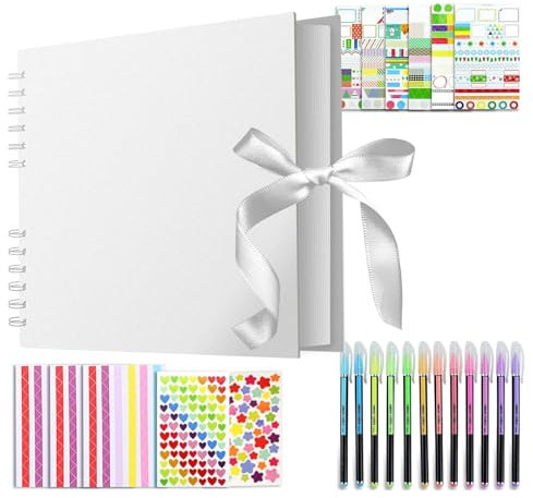 Album Fotografico, Bianco Scrapbook di 80 pagine, album fotografico fai da te 28x21 cm, utilizzabile come regalo di laurea, regalo di compleanno, regalo di San Valentino