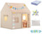 DOKKOME Kinderzelt Indoor Kinder Haus Innen Kinder Spielhaus Spielzelt mit Matte und Lichtern Jungen Spielzelt Hauszelt Mädchen Kinderspielburg Kinderzimmer Dekor ab 3 Jahre Kinderspielzelt Hellbraun