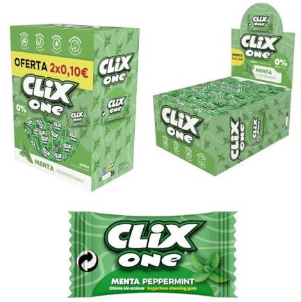 iChuches- Chicle sin azúcar, sin gluten, sin lactosa y sin colorantes. Chicle Clix (150, Menta)