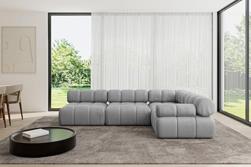 ALTDECOR Modulares Sofa Ecksofa in L-Form Corner modular Sofa Eckcouch Couch Wohnlandschaft Cauchsofa Polstersofa Mende-L2-285x190x70 cm Hellgrau