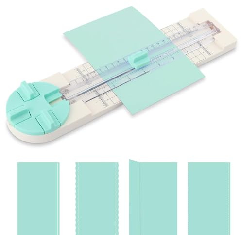 Papierschneider,4-in-1 Schneidegerät Papier Cutter,Fotoschneider mit geraden, gewellten,perforierten und rillenden Zifferblatt Klingen,Papier Schneidemaschinefür Bastelpapier,Postkarte,Scrapbook,Grün