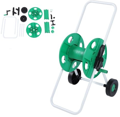 150ft Gartenschlauchwagen mit Rädern, robuster mobiler Handschub-Aufbewahrungshalter, arbeitssparender PP-Schlauchorganisator für Rasen und Hof