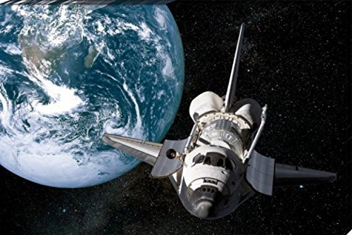 1art1 Der Weltraum Poster Erde Und Space Shuttle Bilder Leinwand-Bild Auf Keilrahmen | XXL-Wandbild Poster Kunstdruck Als Leinwandbild 120x80 cm