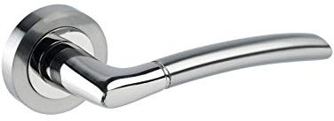 Duo Finished Chrome Door Handles on Rose - 50mm Diameter Rose