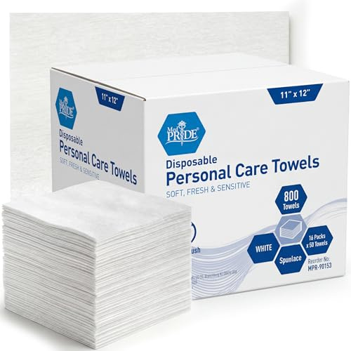 MED PRIDE Débarbouillettes jetables | dry soft & absorbent | idéal pour bébé lingettes, soins incontinence, démaquillants, soins de la peau/nettoyage 11 x 12 trim fold