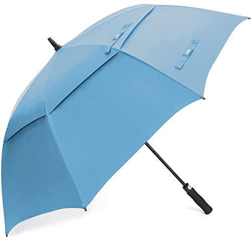 G4Free Paraguas de golf de 62 Pulgadas de apertura automática, Extra grande, Doble dosel, Ventilado, Resistente al viento, Impermeable, Paraguas de palo