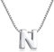 Buchstaben Kette - Buchstabenkette Kette mit Buchstabenanhänger Silber Halskette Kettenanhänger Initialen Silberkette Damen 925 (Kette mit buchstabe N)