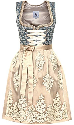 Alpenmärchen Midi Dirndl aus Exklusiver Kollektion inkl. Spitzenschürze Gr.36 - ALM556