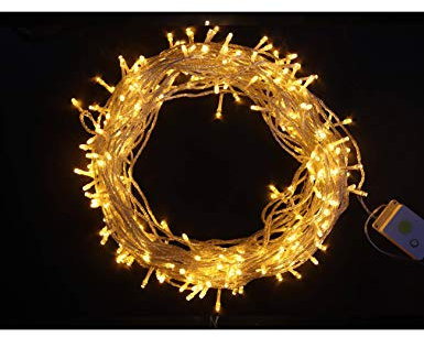 Maity LED Lichterkette Lichtervorhang Wasserdicht Lichterketten für Innen und Außen mit 8 Modi Dimmbar, Dekobeleuchtung für Weihnachten, Party, Hochzeit, Garten, Haus usw. (Gelb,10m-100LED)