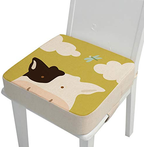 Kinder Sitzkissen Sitzerhöhung Stuhl, Fansu Baby Tragbar Sitzkissen Cartoon Design Quadratische Verstellbar Zerlegbar Kleinkinder Esszimmerstuhl ErhöHen Pad Esszimmer Boostersitze (Kuh,40*40*10cm)