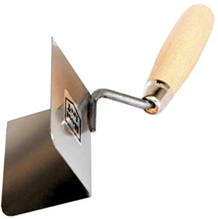Toolty Stainless Steel Lining, Plastering Trowel - External Corner Trowel - 120x60mm - Wooden Handle - for Brickwork and Plastering - DIY - TLTY-0803