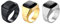 JewelryWe Schmuck 3 PCS Siegelringe Herren-Ring Edelstahl Glas Stein Klassiker Viking Ringe Bandringe mit Gravur Geschenke für Männer Silber Gold Schwarz Größe 65