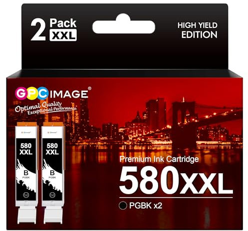 GPC IMAGE 580XXL Kompatible für Canon PGI-580 Schwarz PGBK für Canon TR8550 Druckerpatronen Pixma TS6350 TS6350a TS705 TS6150 TR7550 TS8251 TS8150 TS8250 (2er-Pack PGBK)