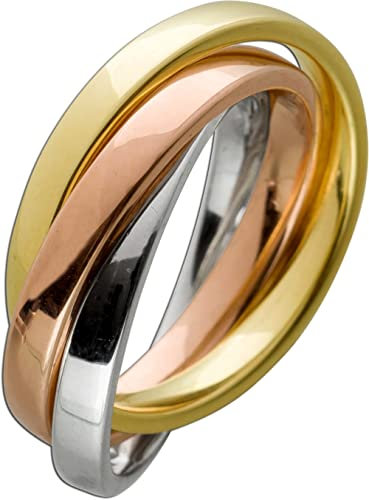 Ch.Abramowicz Tricolor Dreifach Ring Gold 333 8K Gelb-Weissgold-Rosegold Trinity 17