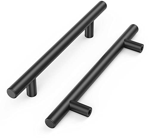 AOKITO 15 Stück Möbelgriffe, Küchengriffe Schwarz, Hohle Gebürstet Schrankgriffe, Türgriffe aus Edelstahl, mit Schrauben, Bohrlochabstand 128mm, für Schrank Schublade Kleiderschrank Schranktür (200mm)