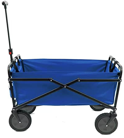 HYGRAD BUILT TO SURVIVE Heavy Duty Folding Collapsible Shopping Picnic Utility Wagon Cart Trolley Buggy Wheelbarrow PORTAL Removable Fabric Festival Garden Camping Supports, Blue, L