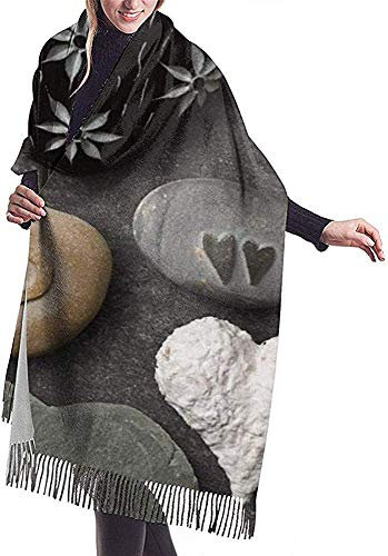 Oudrspo Écharpe Coeur Forme Galet Pierre Confortable Doux Mode Hiver Chaud Grande Écharpe Long Châle 77x27 pouces