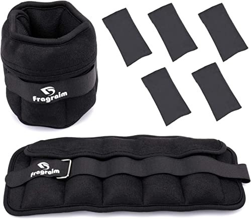 Fragraim Gewichtsmanschetten, Verstellbares Gewichte für Beine und Arme, 0,15 kg-0,75 kg (pro Knöchel)/0,3 kg-1,5 kg (pro Paar), (2er Packungen), Handgelenk Gewichte, Knöchelgewicht - Schwarz