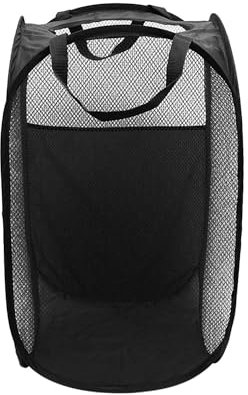 Panier à Linge Pliable Portable - Grand Format Pop-Up en Maille Pour Chambre et Salle de Bain (Noir)